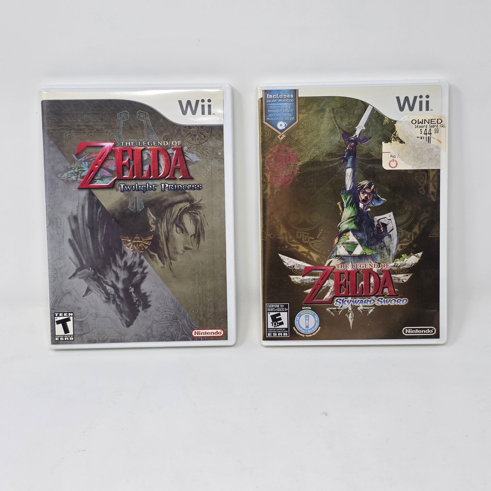 Nintendo Wii Zelda Twilight Princess Skyward Sword Bundle Games CD Both CIB